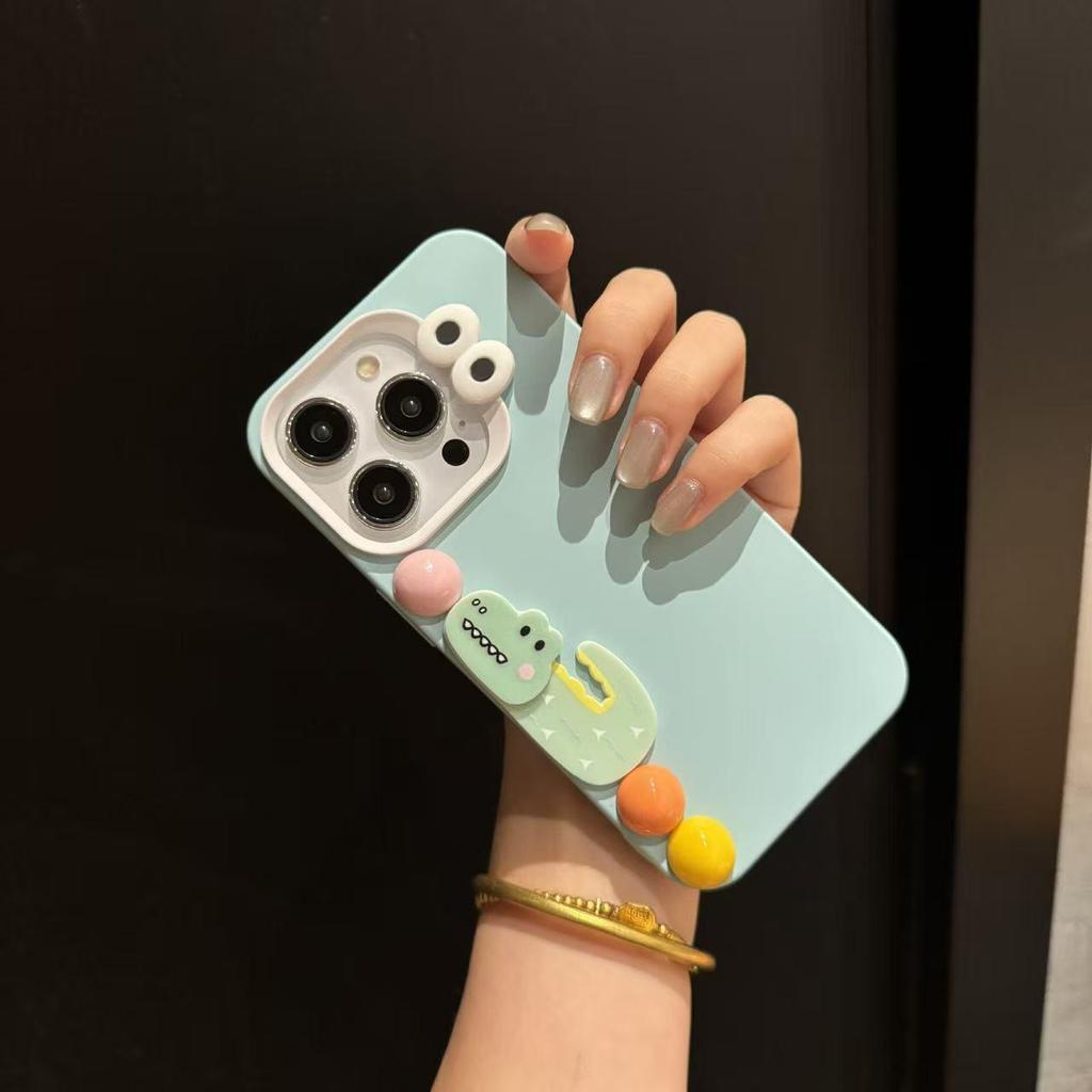 Koreanische 3D-Tier-Handyhülle mit Kette für iPhone 17 Pro Max, iPhone 15, 16, 14 Pro