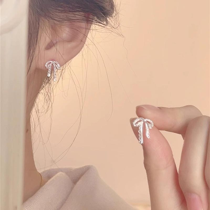 Artistic Ballet Bow Stud Earrings Simple Earrings for Women Unique Delicate Accessories