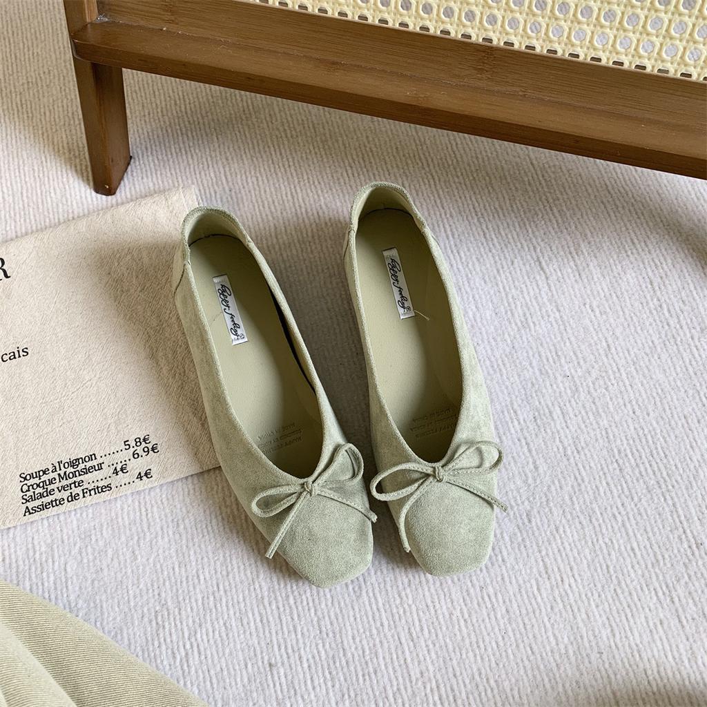 Innen aufgerautes französisches Wildleder Ballerina Abend Einzelschuhe Damenschuhe neues Frühlingsoutfit Rock rot Hochzeitsschuhe