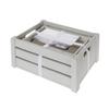 Grey Wood Wire Storage Basket Set 2 Piece Decorative Crates with Cut-out Handles Home Organization and Small Item Storage