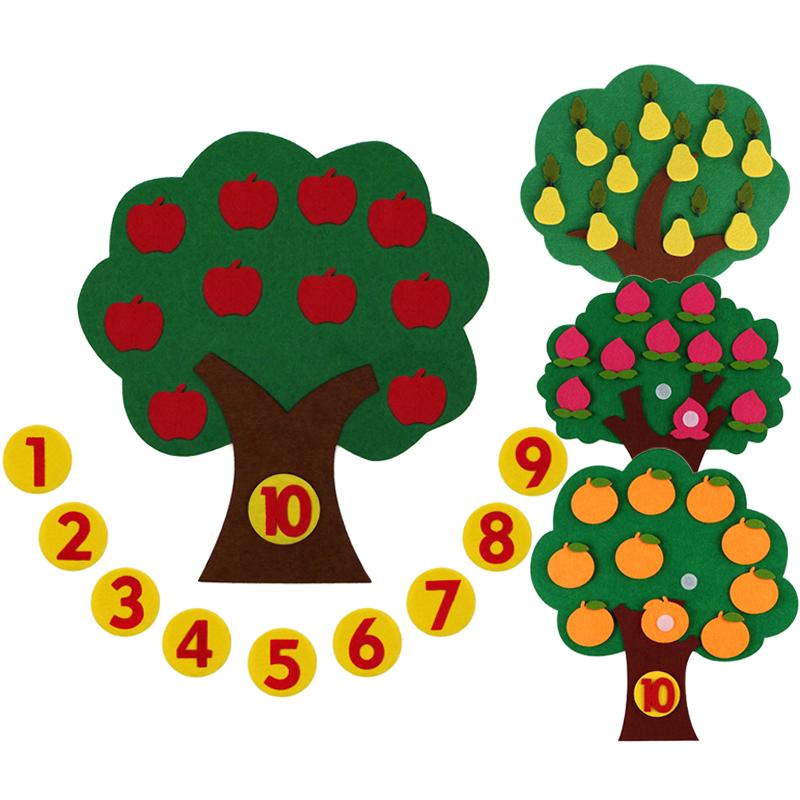 Interesting Toys 1Pc Fruit Tree Felt Children Jigsaw Puzzle Non-Woven Digital Montessori Toys Early Childhood Intellectual Education Baby Tos Tmz