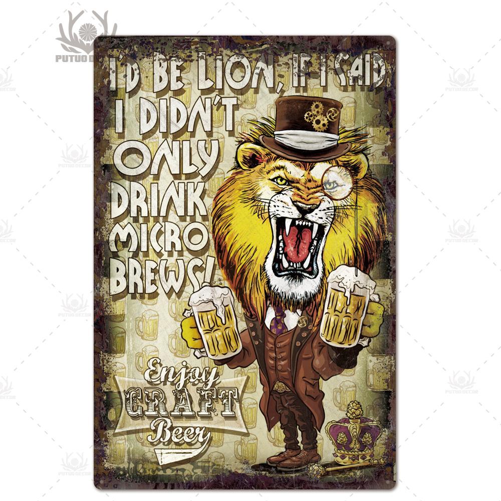 Putuo Decor Lustiges Bier Blechschild Plakette Metallschild Vintage Poster Wanddeko für Bar Pub Club Man Cave Retro Kunst Dekorativ