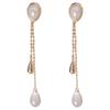 French light luxury fashion gentle and versatile water drop-shaped pearl long fringed earrings with simple personality and cold wind earrings