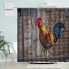 Chicken Shower Curtain Feather Poultry Animals Country Retro Old Farmhouse Barn Bathroom Wall Decor With Hooks Waterproof Screen
