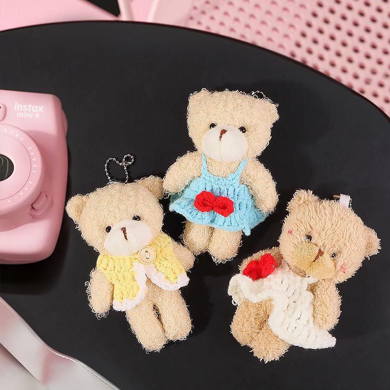 Blush Bear Plush Vest Keychain - Cute Teddy Backpack Charm Gift