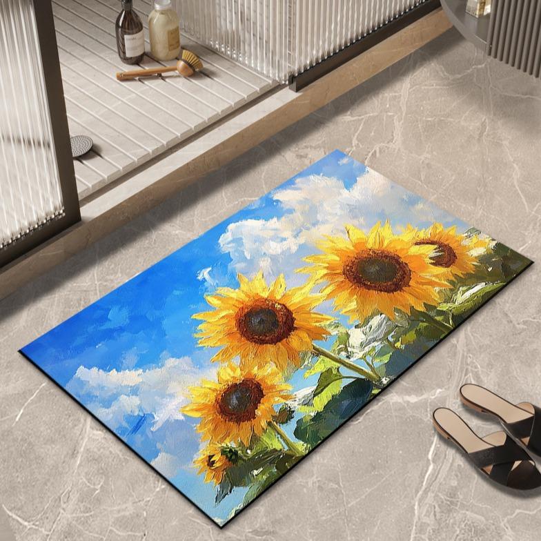 Festive Diatom Mud Floor Mat, Water-absorbent, Non-slip, Quick-drying Bathroom Floor Mat, Bathroom Door Mat, Stain-resistant Carpet At Kitchen Door