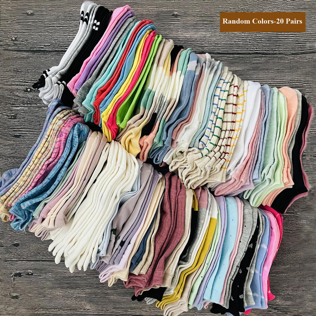 10/20 Perechi Culori Aleatorii Șosete Scurte din Bumbac cu Desene Animate pentru Femei Culori Solide Bomboană Șosete la Modă pentru Fete