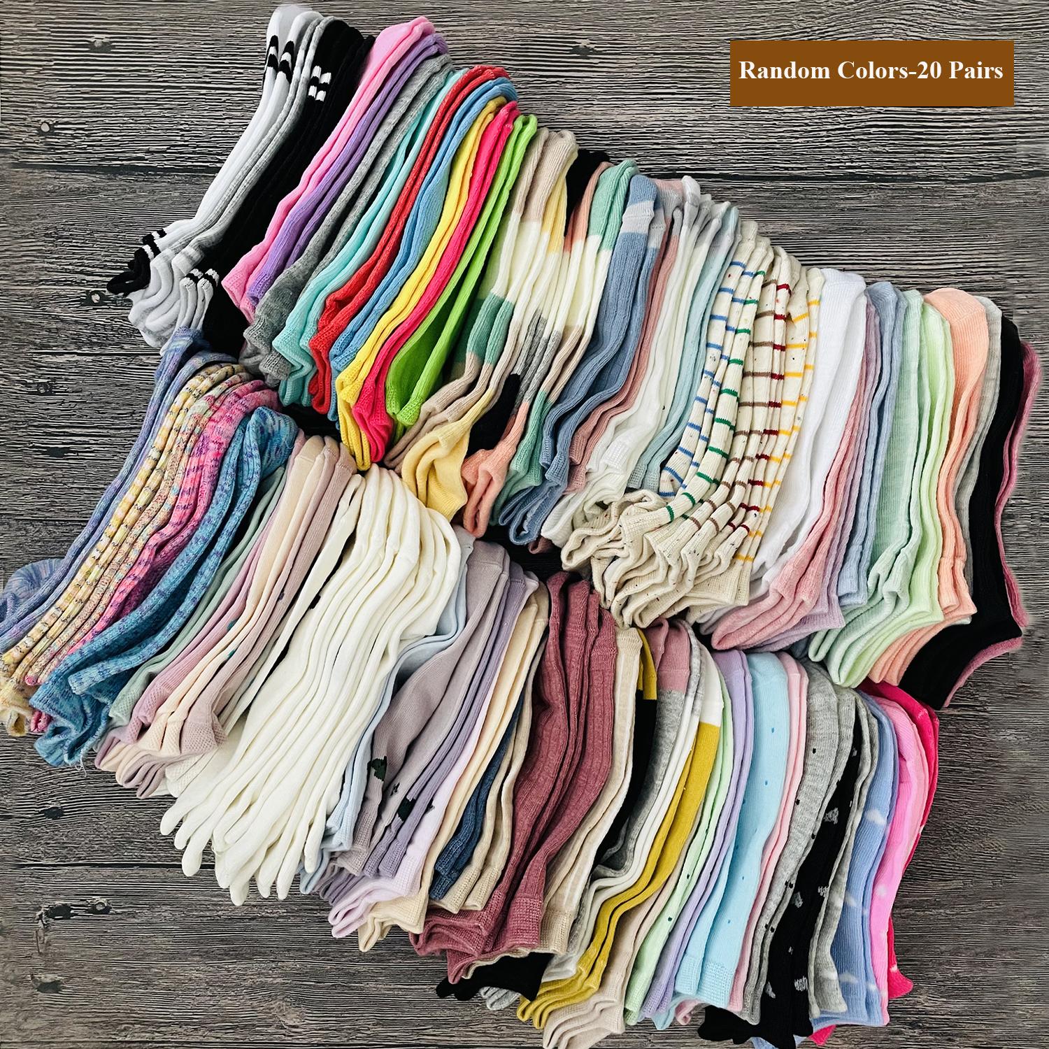 

10/20 пар женских хлопковых мультяшных коротких носков случайных цветов, однотонные конфетные цвета, модные носки для девочек