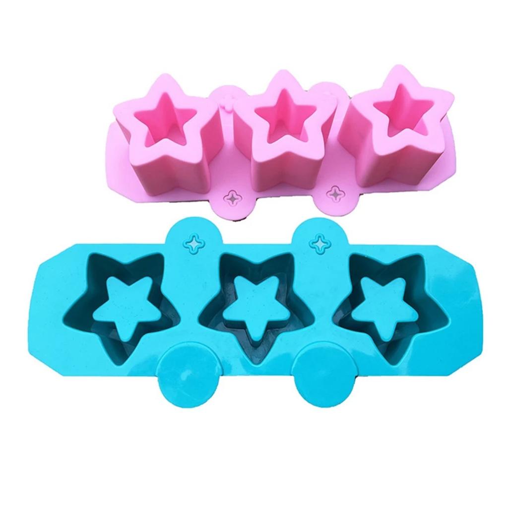 3-Cavity Pentagonal Star Silicone Mold, DIY Non-Stick Easy Detach Mold for Succulent Planter Cement Gypsum Ice Craft Making
