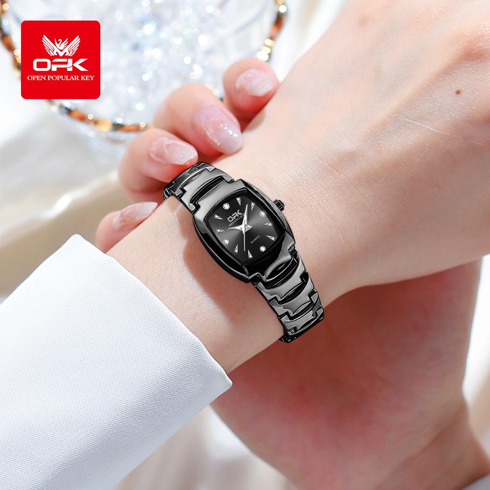 OPK 8112 Women's Quartz Watch Barrel Shaped Steel Belt Waterproof