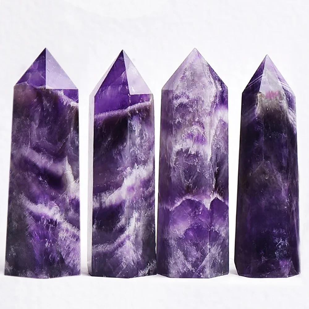 Natural Stones And Crystal Single Point Wand Reiki Healing Rose Quartz Amethyst Tower Mineral Polished Stone Crafts Home Decor