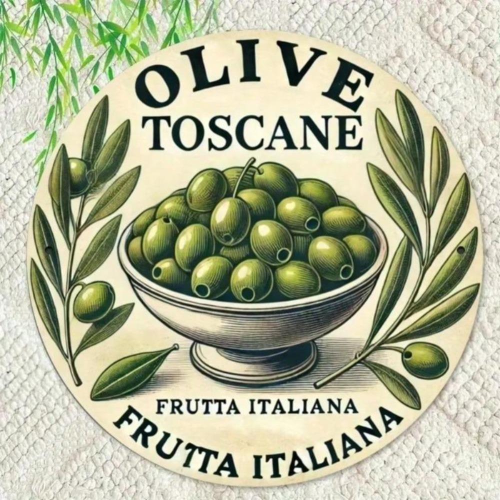 Vintage Olive Tuscany Fruit Tin Sign Wall Decor Home Kitchen Art Gift