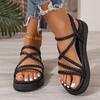 Fashion 2025 Summer Thick Bottom Woven Sandals Women Comfortable Slip On Platform Sandles Woman Casual Non Slip Gladiator Sandals Female