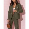 Ladies Solid Color Lapel Professional Suit Temperament Elegant Double-breasted Suits Women's Two-piece Set