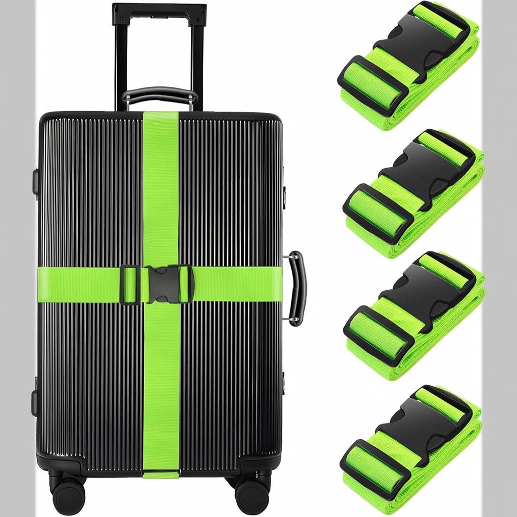 4-Piece Adjustable Luggage Straps for Suitcases and Travel Bags, Tie-Down Straps