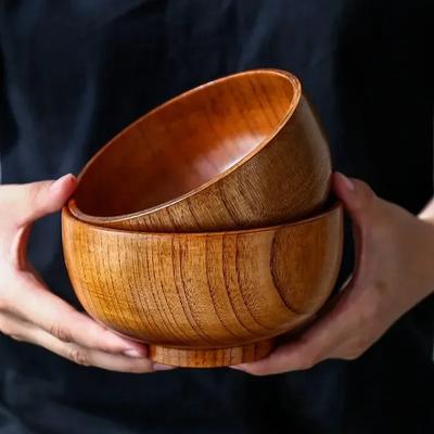 Japon Tarzı Ahşap Kase Hünnap Ahşap Kase Yuvarlak Büyük çorba kasesi Yaratıcı çocuk pirinç kasesi Sofra