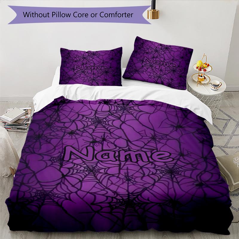 3pcs Custom Name spider Bedding Set Duvet Cover Closure Includes 1 Duvet Cover & 2 Pillowcases, Soft and Comfortable for All Seasons.