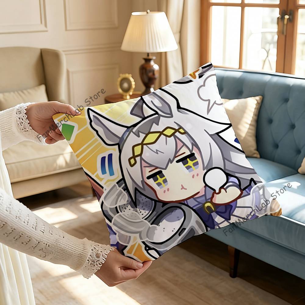PPretty Anime DDerby OOguri CapS Cushion For Bedroom Car Coffee Shop Room and Living Room Sofa Decorative Pillow Cover Case