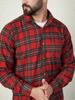 Rotes Tartan-Kammgarn-Baumwoll-Flanellhemd – Langarm, 180 g/m²