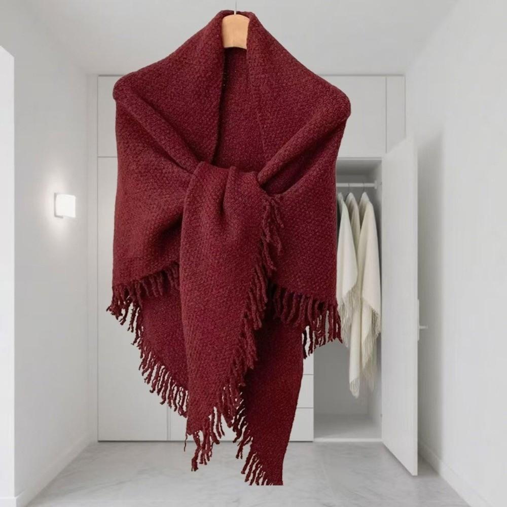 Wool‑Blend Knitted Scarf Tassel Wrap Shawl Chic Neck Warmer  Indoor