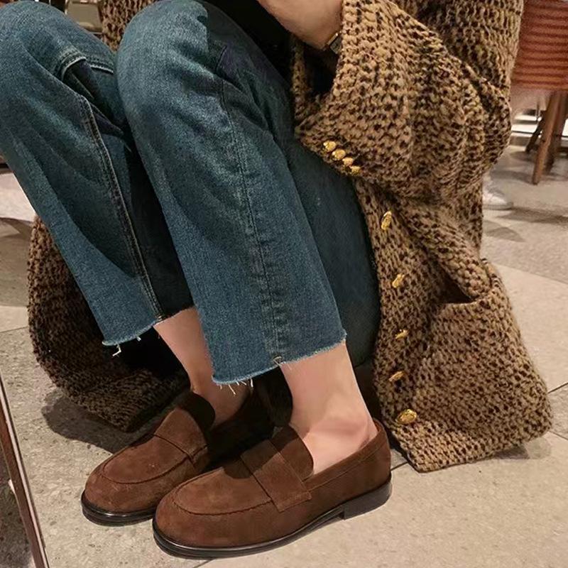 Grape mother autumn and winter new Merad British style one pedal lazy small thick heel loafer single shoes women