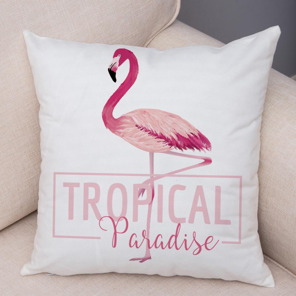 Watercolor Flamingo Cushion Cover Hand Painted Style Single Bird Design Soft Square Pillow Home Living Decor Accessory xcm