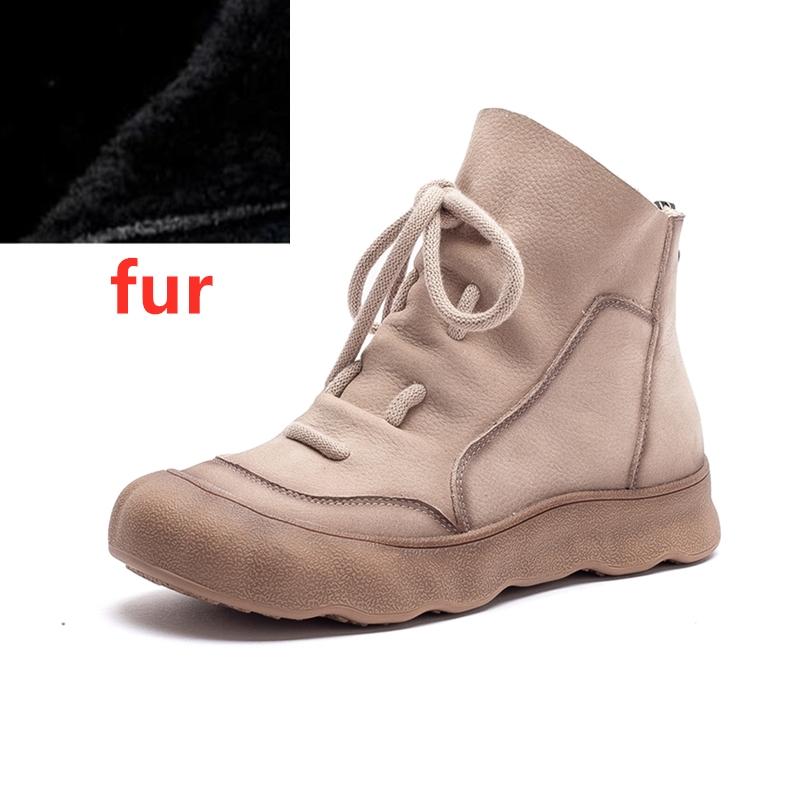 Fashion AIYUQI Women Ankle Boots 2025 Genuine Lenther Women Booties Non-slip Vintage Lace-Up Large Size Flats Female Motorcycle Boots