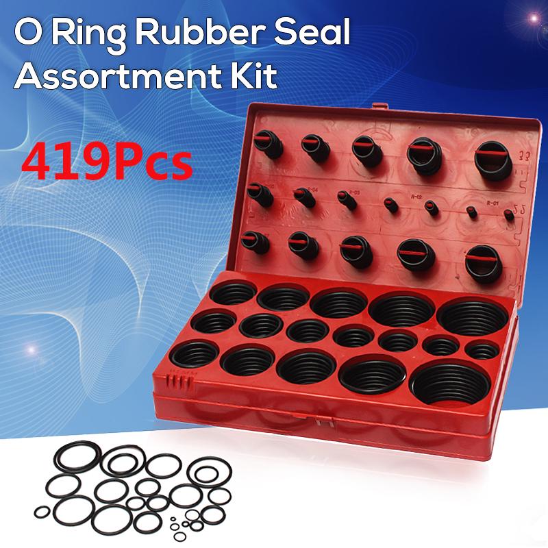 419Pcs Assorted O Ring Rubber Seal Assortment Set Kit Garage Plumbing with Case for General Plumbers LS
