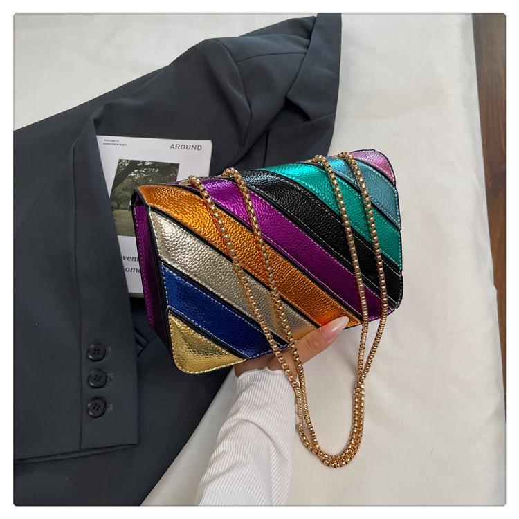 

2025 новый тренд мода ниша контрастный цвет дизайн сумка через плечо цвет сумка для камеры сумка-мессенджер на цепочке маленькая квадратная сумка