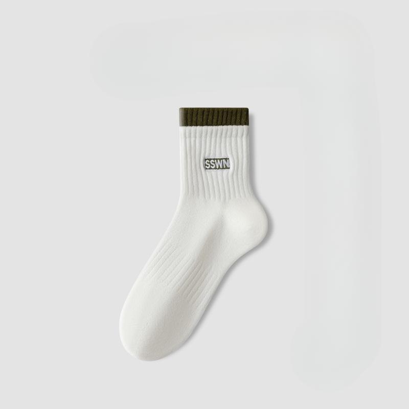 Female Spring and Autumn Leisure Running Pure Cotton Sweat Absorbing Deodorizing Pile Long Socks