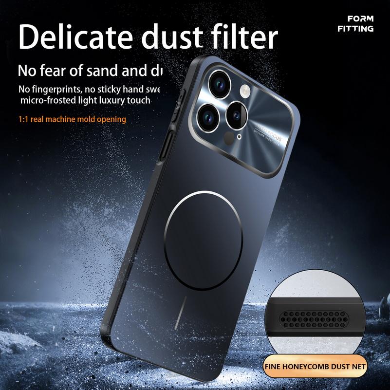 Luxury Colorful Magnetic Large Window Cell Phone Case For iPhone 13 14 15 16 17 Pro Max Air Lens Protect Wireless Charging Cover