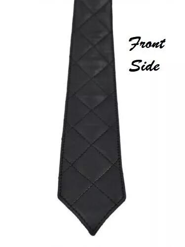 Men Black Neck Tie Real Genuine Leather Stylish Wedding Lambskin Partywear New