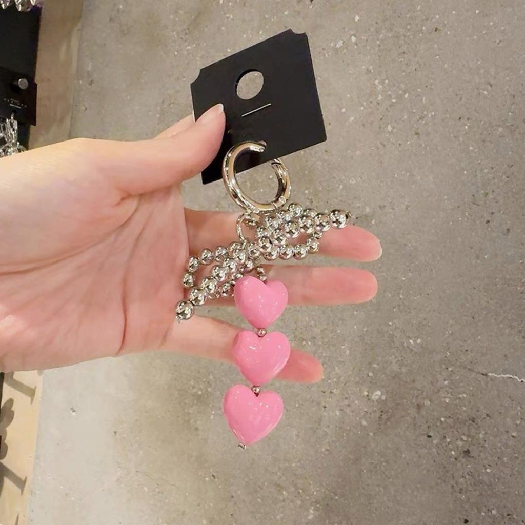 Lovely Beaded Bowknot Heart Keychain Pendant Bag Phone Pendant Women Backpack Handbag Charm Lovely Hangings Decoration