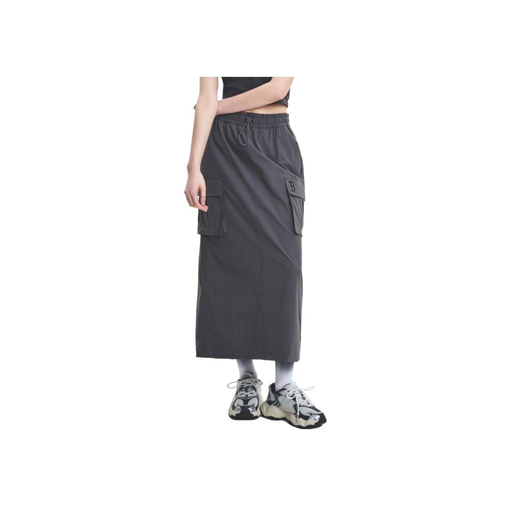 New MLB Casual Long Skirt Women's Gray 3FSKB0253-43CGD