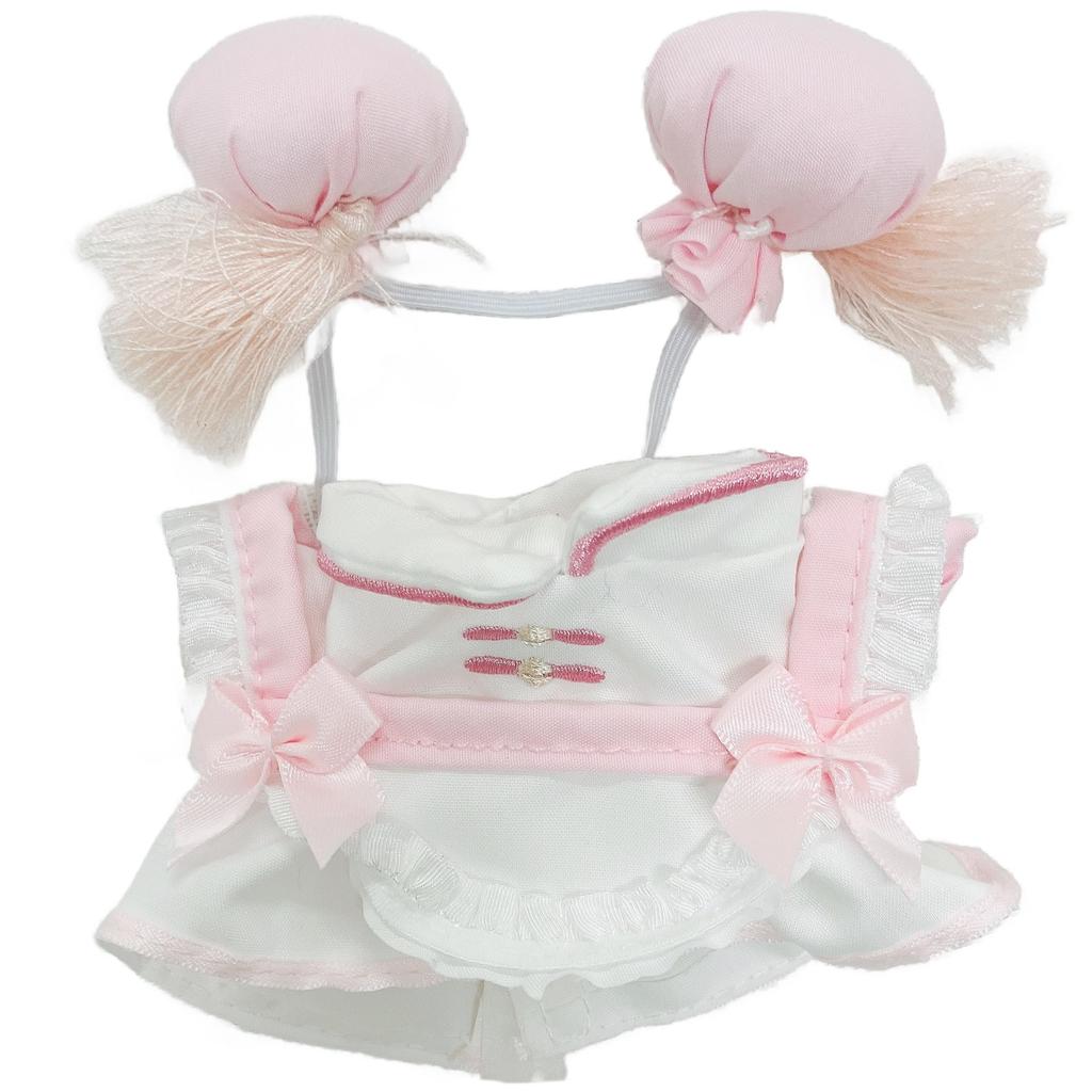 [Plush Clothes] Chinese Apron & Head Dress Set for Plush Toys (10cm-15cm), Pink [Used]