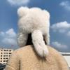 Thickened Winter Hats for Women Keep Warm Cute Faux Fur Raccoon Tail Plush Hat Hat Winter Warm Brim Cap with Tail Cute Cat Ears Fur Bomber Hats