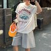 Men's White Graphic Print Short Sleeve Crew Neck Loose Fit Casual T-Shirt