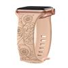 Floral Engraved Strap For Apple Watch Band 40mm 44mm 41mm 49mm 45mm 38mm 42mm Silicone Bracelet Iwatch Series 9 7 Se 6 8 Ultra 2
