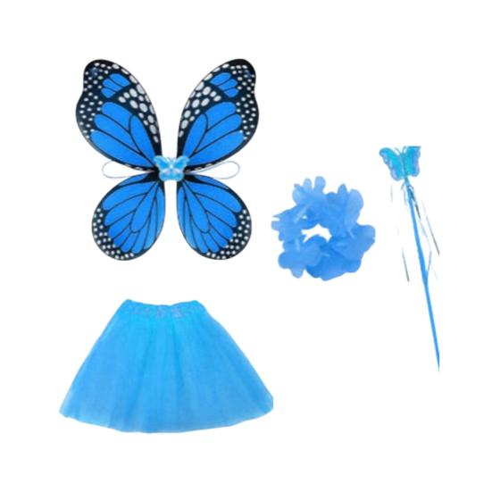 

1 Набір Костюм Гуски з Крилами Метелика для Порога Регульований Розмір Крила Феї Спідниця-Тутю Бажальна Паличка Набір Квіткових Корон Наряд для Домашніх Тварин Садовий Декор синій