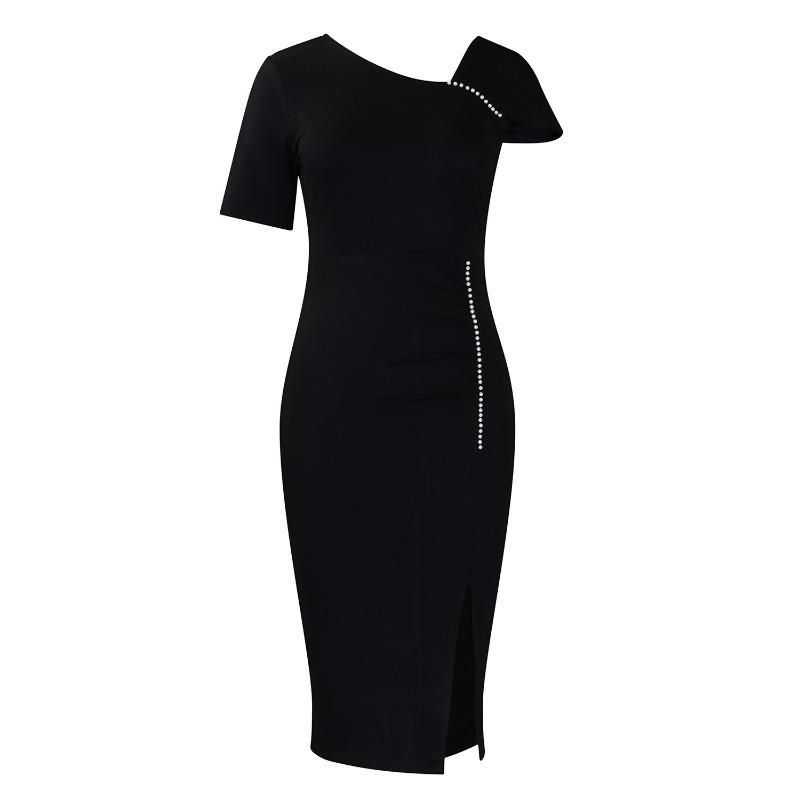 

Новый темперамент бусины на бедрах высокая талия юбка-карандаш Tongle африканское платье S