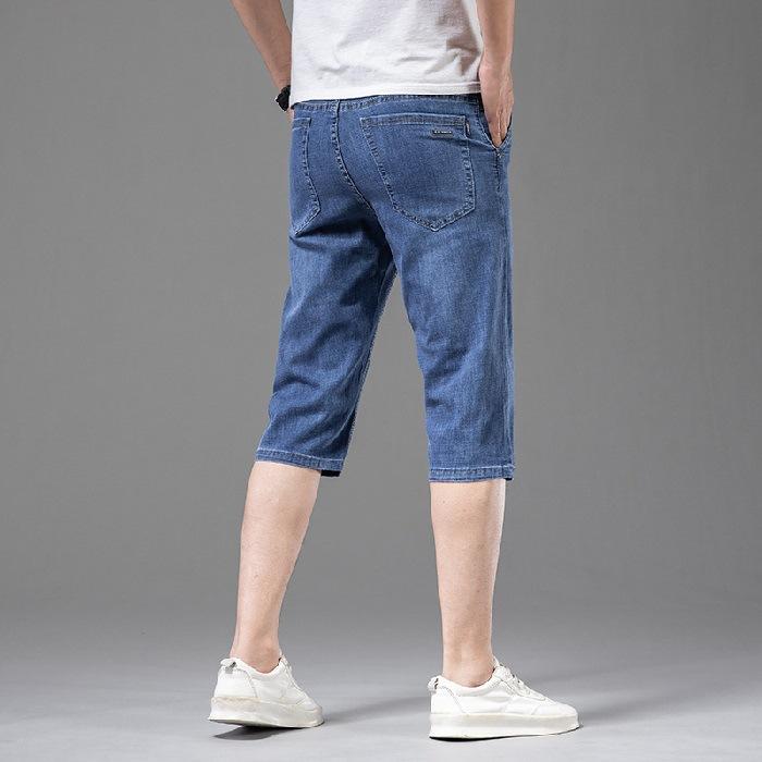 Summer Thin Denim Shorts Men's Straight Loose Mid-pants 7-crop Jeans 7-crop Trousers