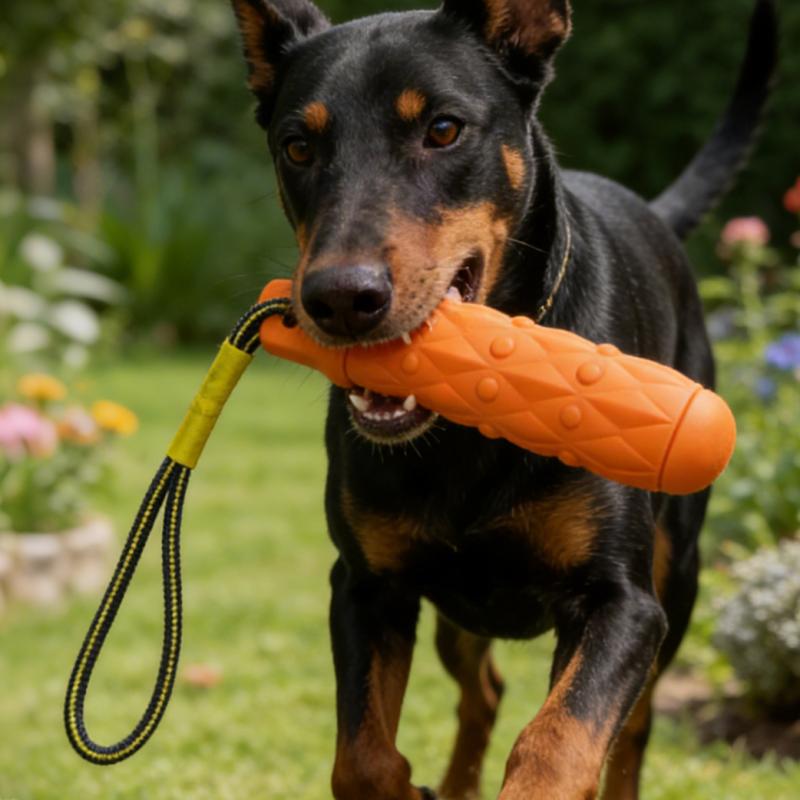Eva Dog Chew Toy With Rope Biting Stick Indestructible Teeth Cleaning Pet Play Toy оранжевый