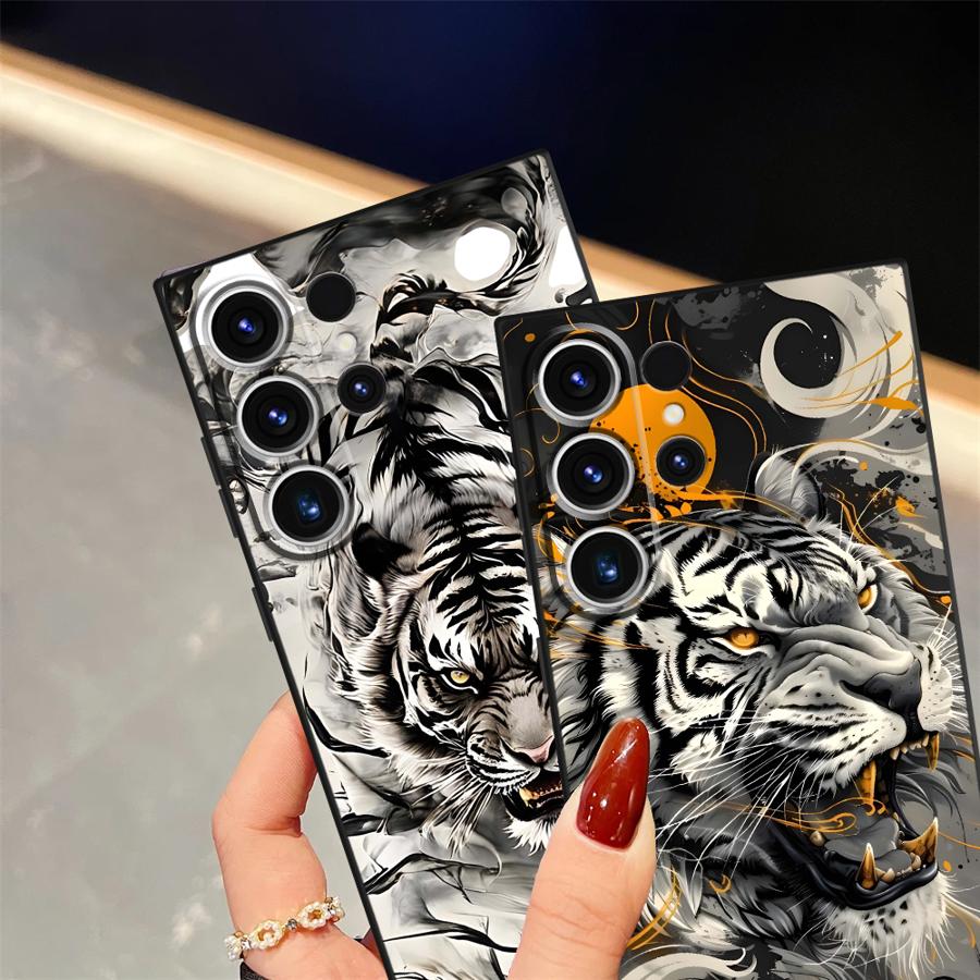 Black Soft Phone Cover Case for Samsung Galaxy S25+ S21 S23 FE Note 20 10 Plus S22 S25 Ultra S24+ S24 S20 S23+ Cool Silver