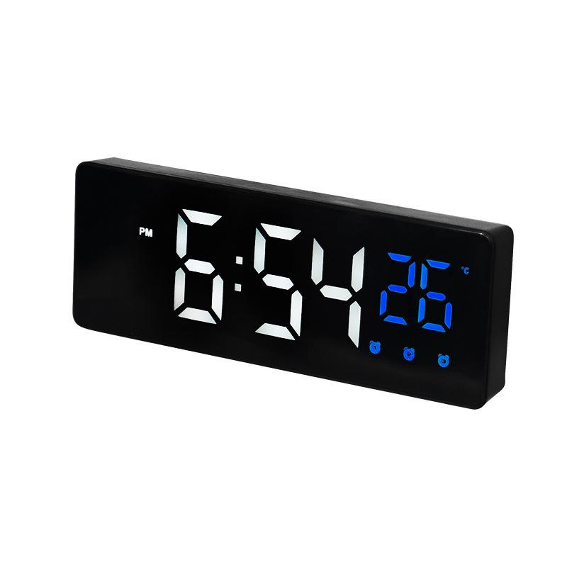 Silent LED Mirror Clock with Three Alarms - Ideal for Students & Kids' Bedside Desk