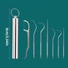 7PCS Reusable 304 Stainless Steel Flossers Portable Oral Care Kit - Durable Teeth Cleaning Tools for Daily & Travel Use