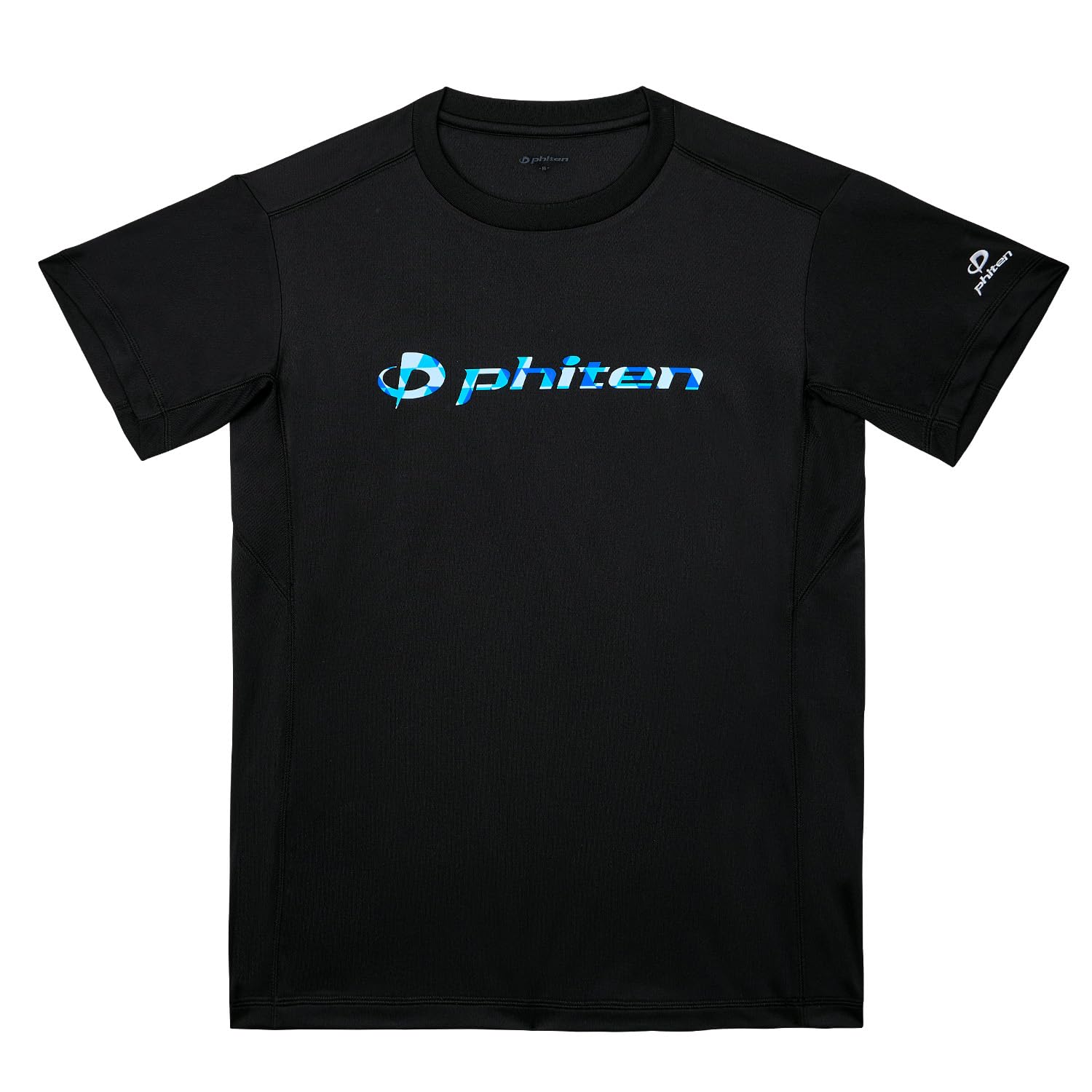 

phiten RAKU Shirt, Short Sleeve, Black/Geometric Blue, 2XO, Unisex, Sports, Club Activities, Logo, Exclusive Design