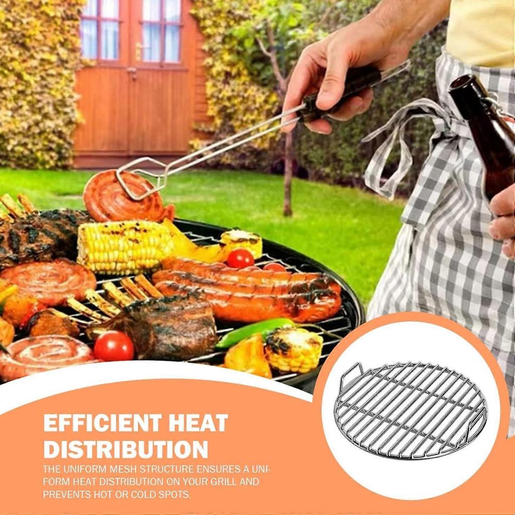 16 Zoll Edelstahl Grillroste mit Griff - Extra Dicke Runde Kochroste für Holzkohle, Smoker & Lagerfeuer Picknick