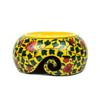 Ceramic Attractively Hand Painted Gorgeous Stoneware Yarn Ball Storage Bowl with Innovative Dispensing Curl (Medium, Yellow Shrubs)