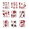 Atmospheric Haunted House Accents Halloween Horror Stickers, with Spooky Handprints Footprints Printed, Creepy Text Decals Self-adhesive Decals,