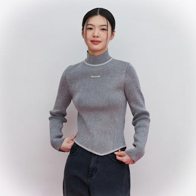 Rap Mock Neck Two-Tone Asymmetrical Knit Aq4Khb60 Beige/Ff